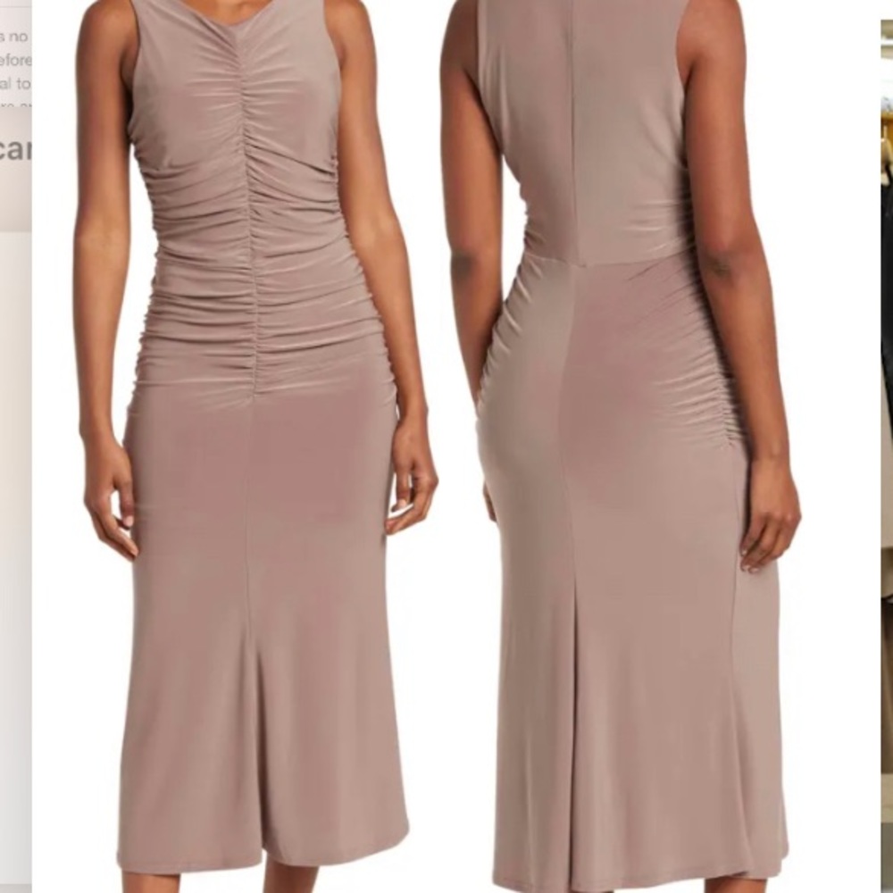 Halogen sleeveless ruched midi dress